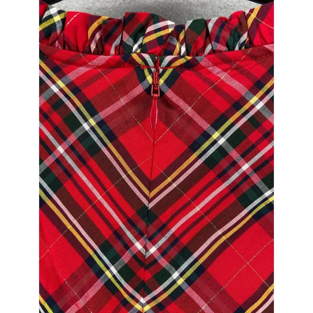 NWT Vineyard Vines Dress Girls Sz 4 Red Tartan Plaid Ruffle Cap Sleeve Midi - Picture 11 of 15